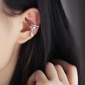 Water Drop crystal jacket ear clips / cuffs