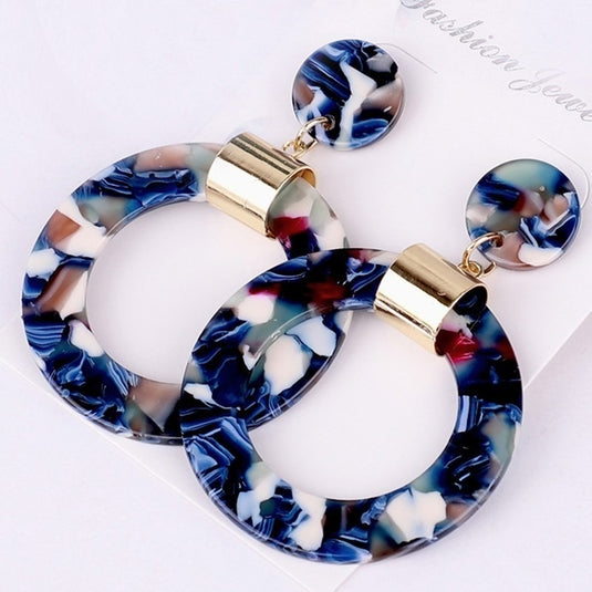 Formal Blue and Gold Acrylic Drop Earrings