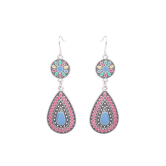 Classic Indo Western drop earrings with an ethnic look in Shades of Blue