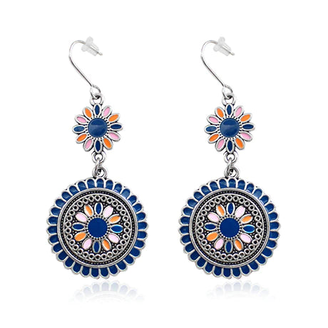Classic Indo Western drop earrings with an ethnic look in Shades of Blue
