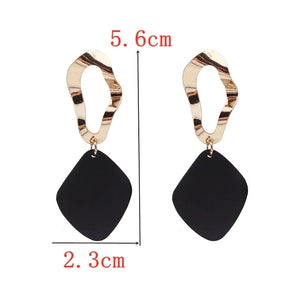 Korean Style Metallic Drop Earrings in Black