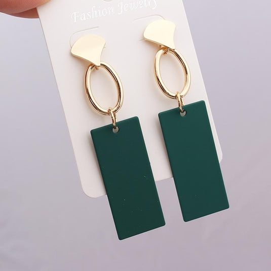 Korean Style Multi colored Metallic Danglers in Bright Green