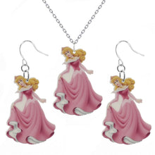 Load image into Gallery viewer, Disney Princess Aurora Necklace with pretty Acrylic drop earrings