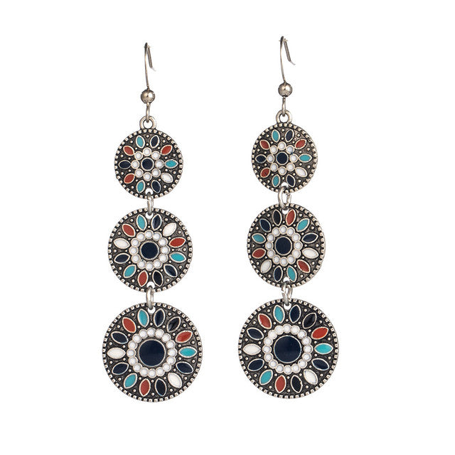Classic Indo Western drop earrings with an ethnic look in Shades of Blue