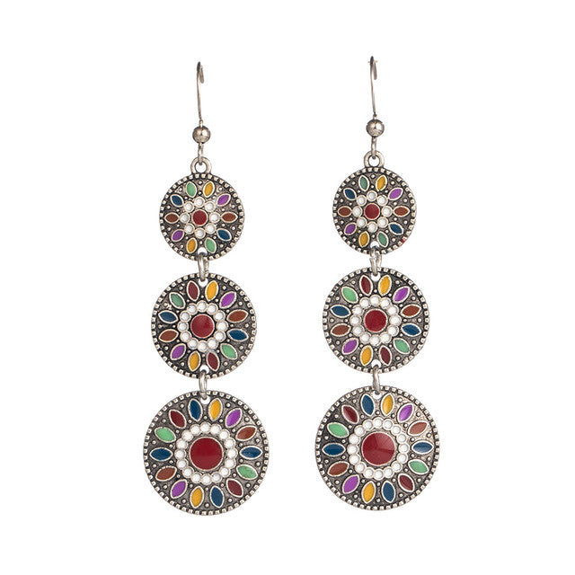 Classic Indo Western drop earrings with an ethnic look in Shades of Red