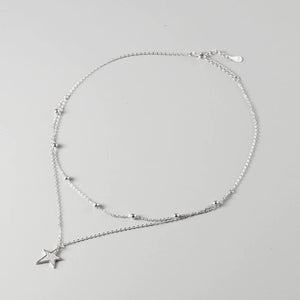 925 Silver Double Layer Necklace with a Star Charm