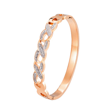 Stainless Steel Cuff Bangle Styled with Crystals