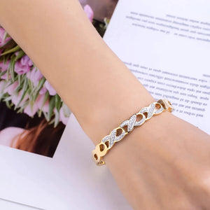 Stainless Steel Cuff Bangle Styled with Crystals