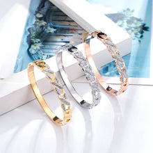 Load image into Gallery viewer, Stainless Steel Cuff Bangle Styled with Crystals