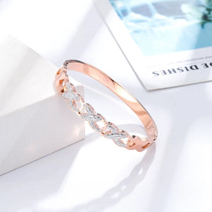 Stainless Steel Cuff Bangle Styled with Crystals