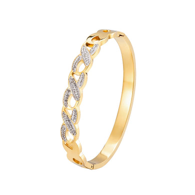 Stainless Steel Cuff Bangle Styled with Crystals