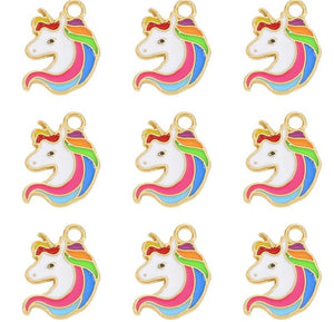 Colorful Unicorn Charm Pendants With Stainless Steel Chains (N)