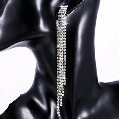 Rhinestone Crystal Chandelier Tassel Drop Earrings