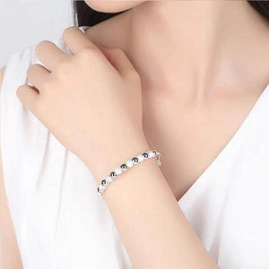 925 Silver Classic Beaded Adjustable Cuff Bangle