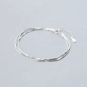925 Silver 3 layered Adjustable Bracelet