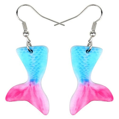 Pretty Blue Mermaid Acrylic Drop Earrings