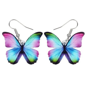 Trendy Acrylic Multicolored Butterfly Drop Earrings