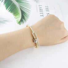 Load image into Gallery viewer, Stainless Steel 3 Circle Designed Rhinestone Crystals Cuff Bracelet