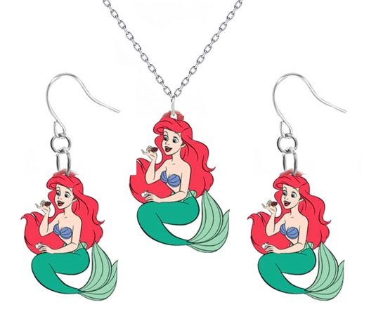 Disney Princess Necklace with pretty Acrylic drop earrings