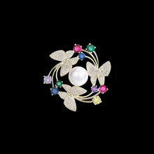 Load image into Gallery viewer, Stylish Metallic Rhinestone Studded Multicolor Brooch