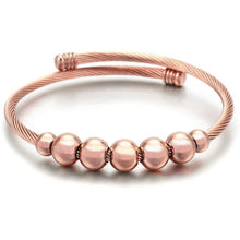 Load image into Gallery viewer, Stainless Steel Stretch Adjustable Beaded Cuff Bangle