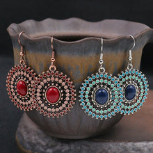 Load image into Gallery viewer, Classic Indo Western drop earrings with an ethnic look in Shades of Red