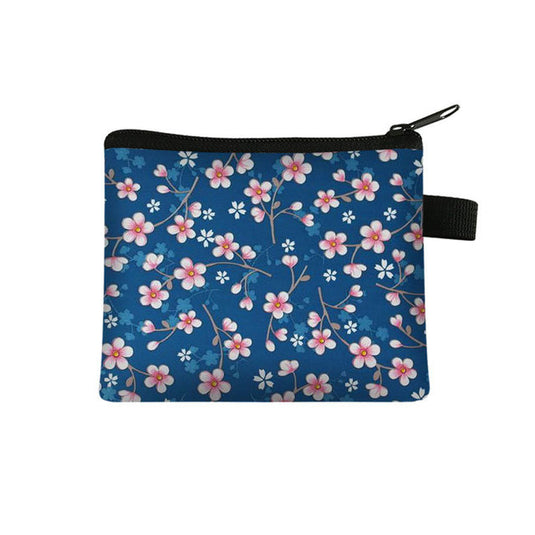 Floral Print Polyester Cosmetic Bag / Coin Purse 13.5 x 11cm