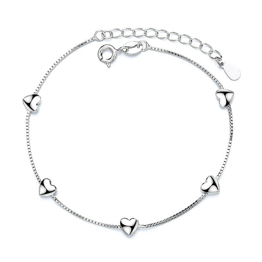 925 Silver Heart Charm Bracelet