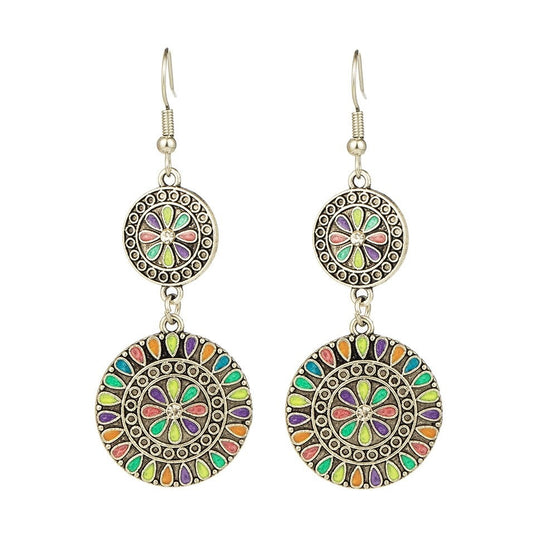 Classic Indo Western drop earrings with an ethnic look in Shades of Green