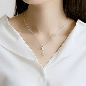 925 Silver Beautiful Rose in a Tassel Design Necklace