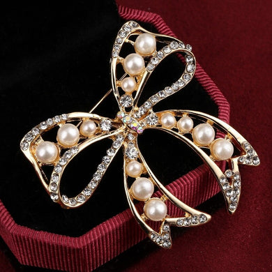 Stylish Metallic Rhinestone Studded Brooch