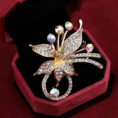 Stylish Metallic Rhinestone Studded Brooch