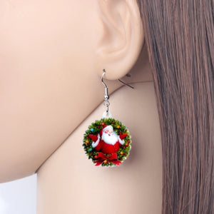 Trendy Acrylic Santa Christmas Drop Earrings