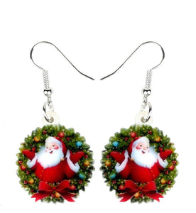 Trendy Acrylic Santa Christmas Drop Earrings