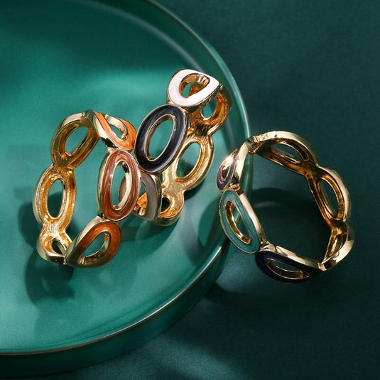 Drop Oil Design Multicolor Cuff Bangle in shades of Brown