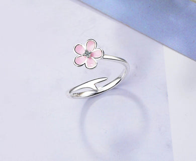 925 Silver Adjustable Stylish Formal Finger Rings - Pink