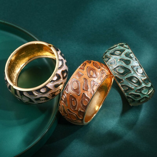 Drop Oil Design Multicolor Cuff Bangle in Orange and Brown