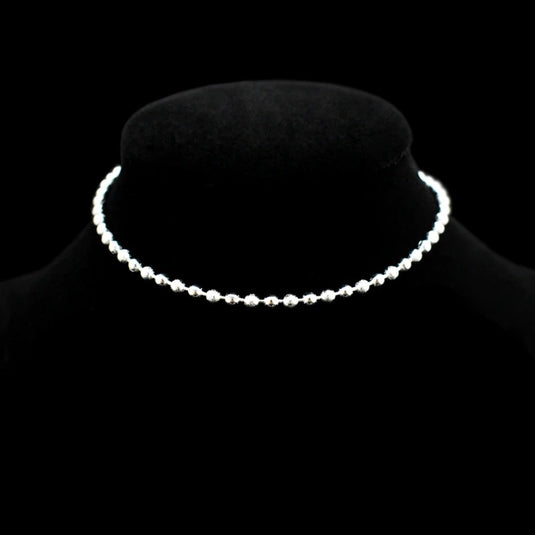 925 Silver Simple Exquisite Round Beaded Anklet