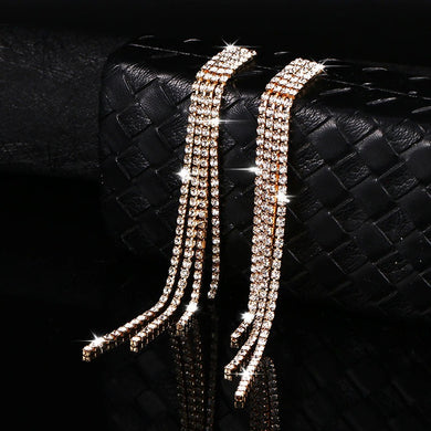 Rhinestone Crystal Chandelier Tassel Drop Earrings