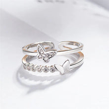 Load image into Gallery viewer, 925 Silver Adjustable Stylish Formal Finger Rings in a Butterfly Design