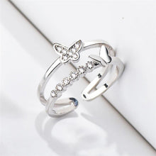 Load image into Gallery viewer, 925 Silver Adjustable Stylish Formal Finger Rings in a Butterfly Design